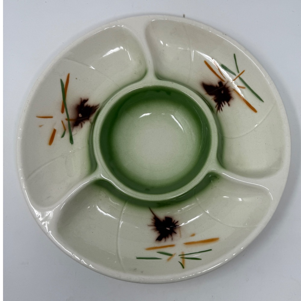Vintage Lane & Co Mid-Century California Pottery Divided Serving Dish 12", #3060